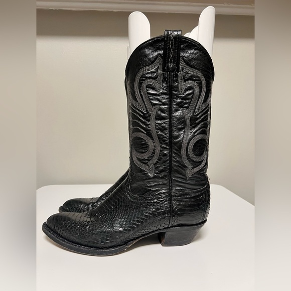 Tony Lama 1400 L Black Python Snakeskin Western Cowboy Boots Women’s US 7.5 M - Picture 1 of 12